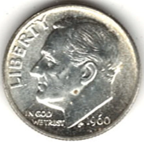 1960 ROOSEVELT DIME in BRILLIANT UNCIRCULATED CONDITION stk R .98