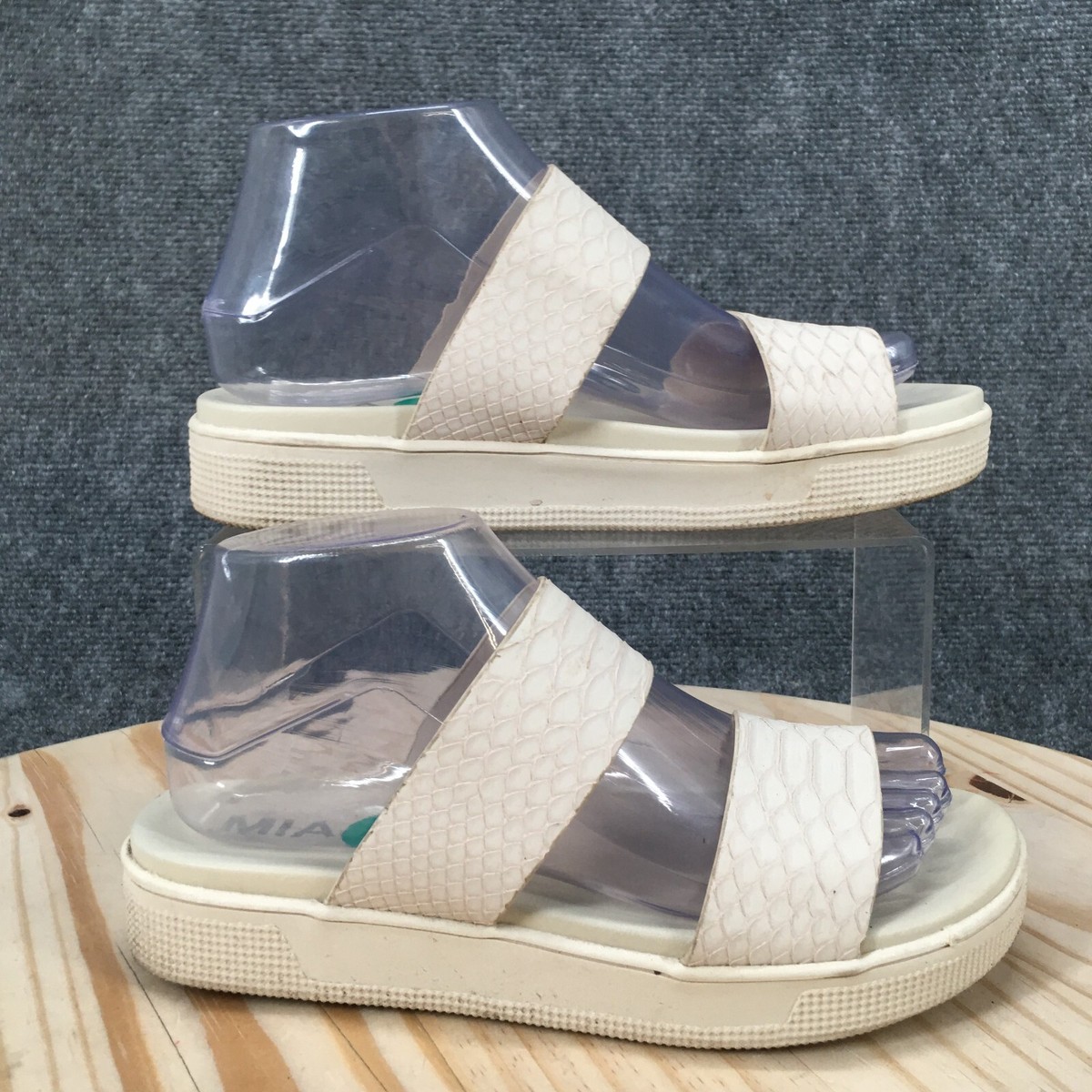 Mia Sandals Womens Slide Off White Slip On Comfort Casual Open Toe Wedge  Heels