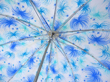 Vintage Metal Handle Blue Burst Pattern Umbrella