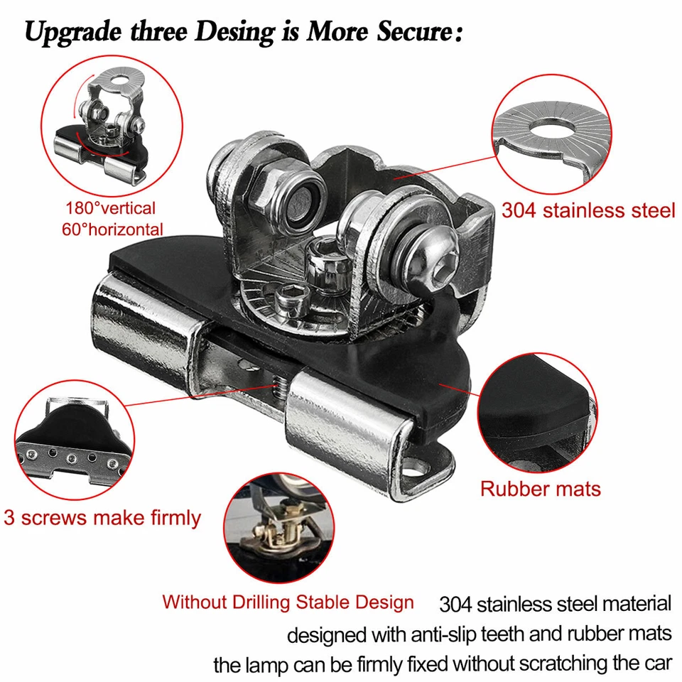 Универсальный держатель зажим кронштейн для крепления штанги светодиодного фонаря на стойку капота 2X A для бездорожья - Изображение 4 из 4