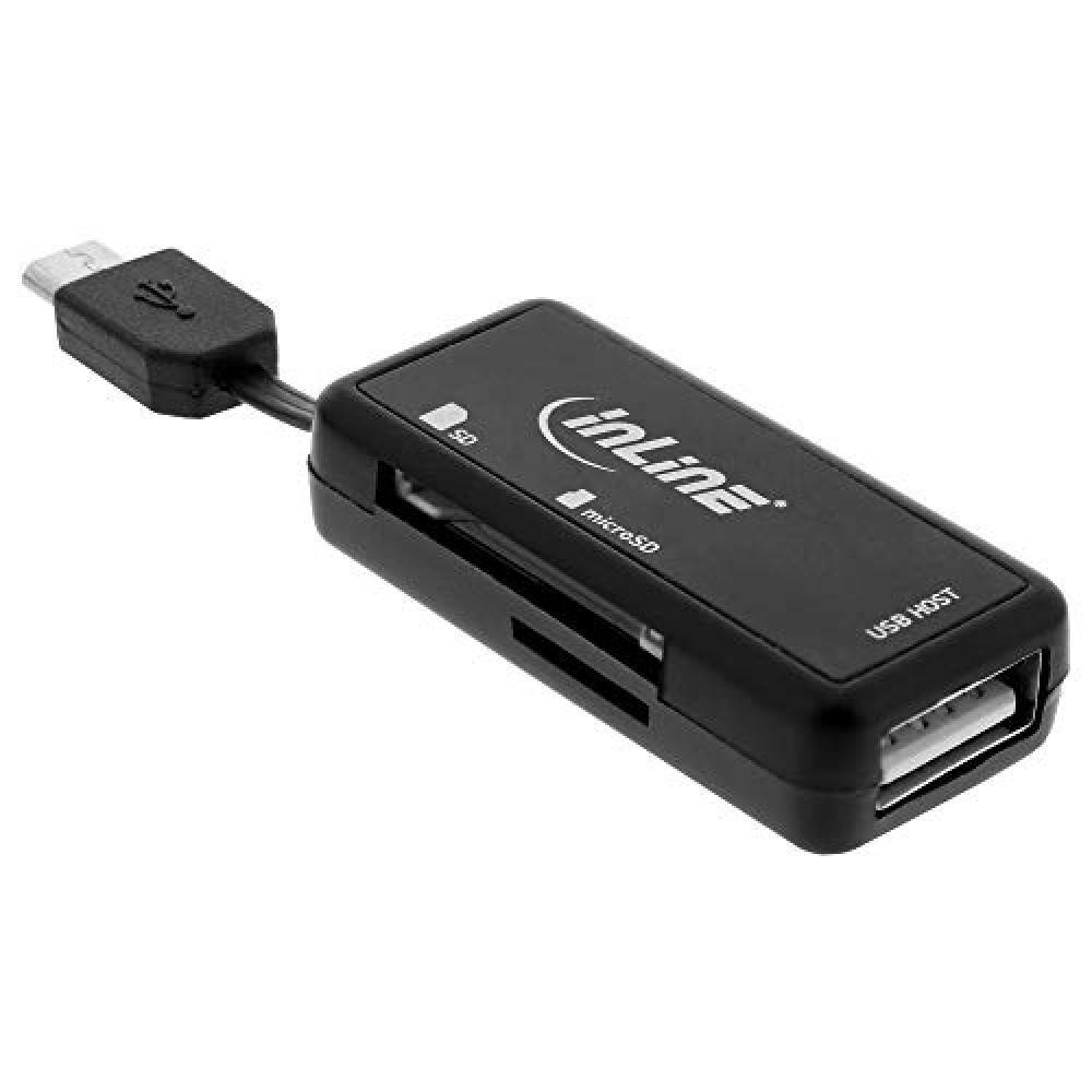 InLine 66776 OTG Card Reader Dual Flex per SD e microSD con presa USB e 2 slot p