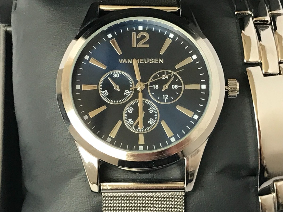 Van Heusen Japan Movement Stainless Steel Case Back Men's Watch