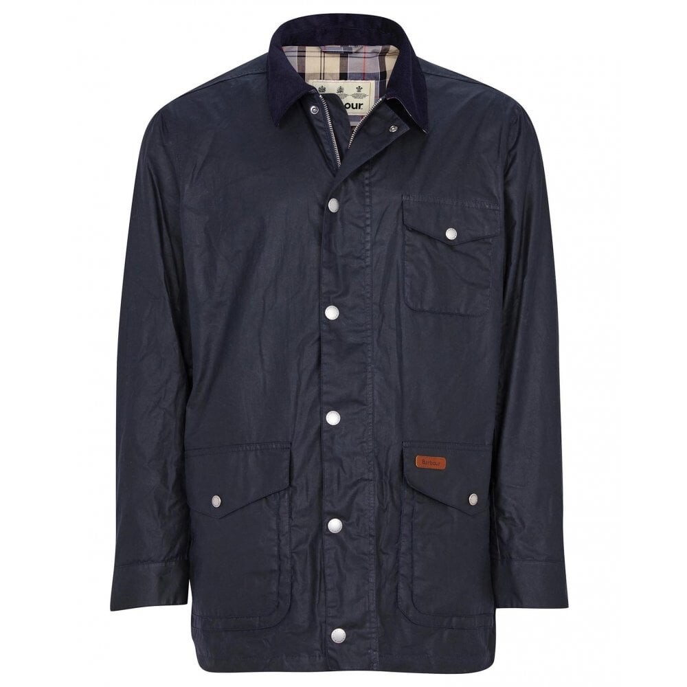 $450 Barbour PAVIER Black Navy Mens L lightweight Year round Waxed