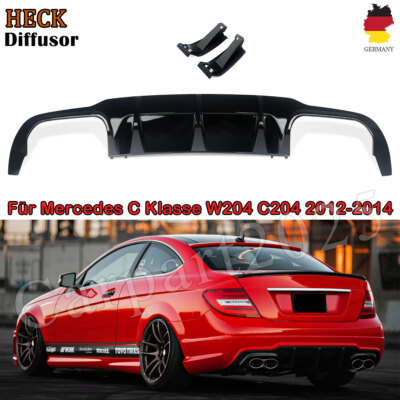 Heckansatz für Mercedes C-Klass W204 C204 LCI 2011-15 Heckdiffusor Glänz Schwarz