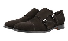 PRADA Suede Double Monk Strap Cap Toe Dress Shoes Brown NEW -  US 9.5 EU 42,5