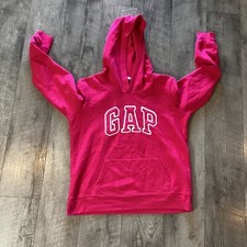 Gap Kids Long Sleeve Pullover Logo Hoodie Girls Size Medium Pink