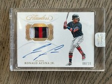 2019 PANINI FLAWLESS GOLD RONALD ACUNA JR AUTO 3 COLOR PATCH SSP#/10 ENCASED
