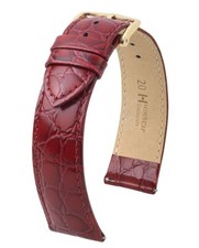 Hirsch Crocograin 20 mm burgundy watch strap, length M