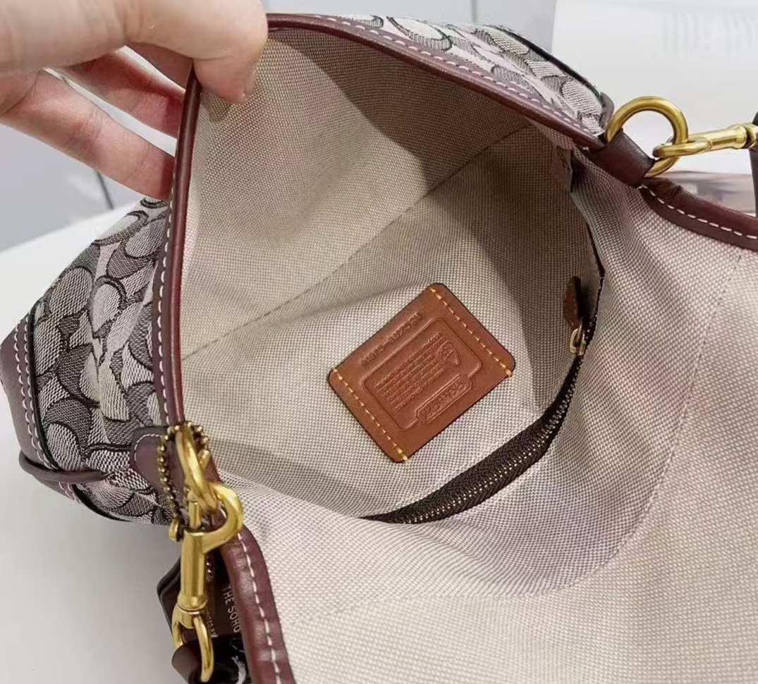 Coach CJ814 Soho Bag Signature Jacquard Maple Brown Shoulder