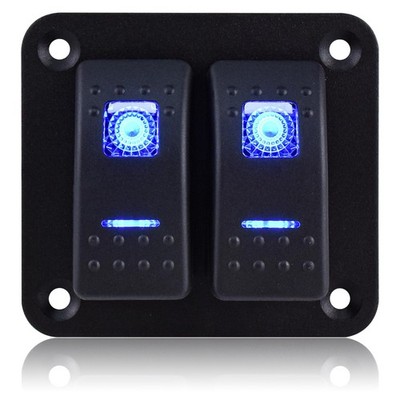 2 Gang Rocker Switch Panel Aluminum Waterproof 12V/24V Toggle Switch Panel, O...