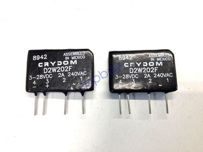 Two (2)   Solid State Relay, 2A 240V AC Load, 3-32VDC Trigger, D2W202F *yt