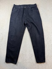 Wrangler Jeans Mens Black Denim Solid Classic Fit Straight Leg Dark Wash Stretch