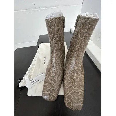 BY FAR Este Croc-effect Leather ankle boots