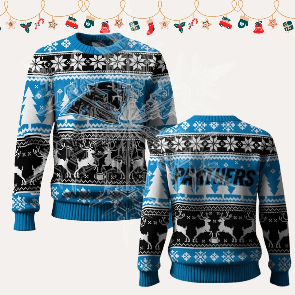 Suéter feo de fútbol de reno de Navidad 2025 Christmas Pan.thers Foto 2 de 3