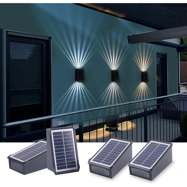 Solarlampen AußEn 4 StüCk Led Wandleuchte Wasserdicht 5 Modi Garten Terrasse-image