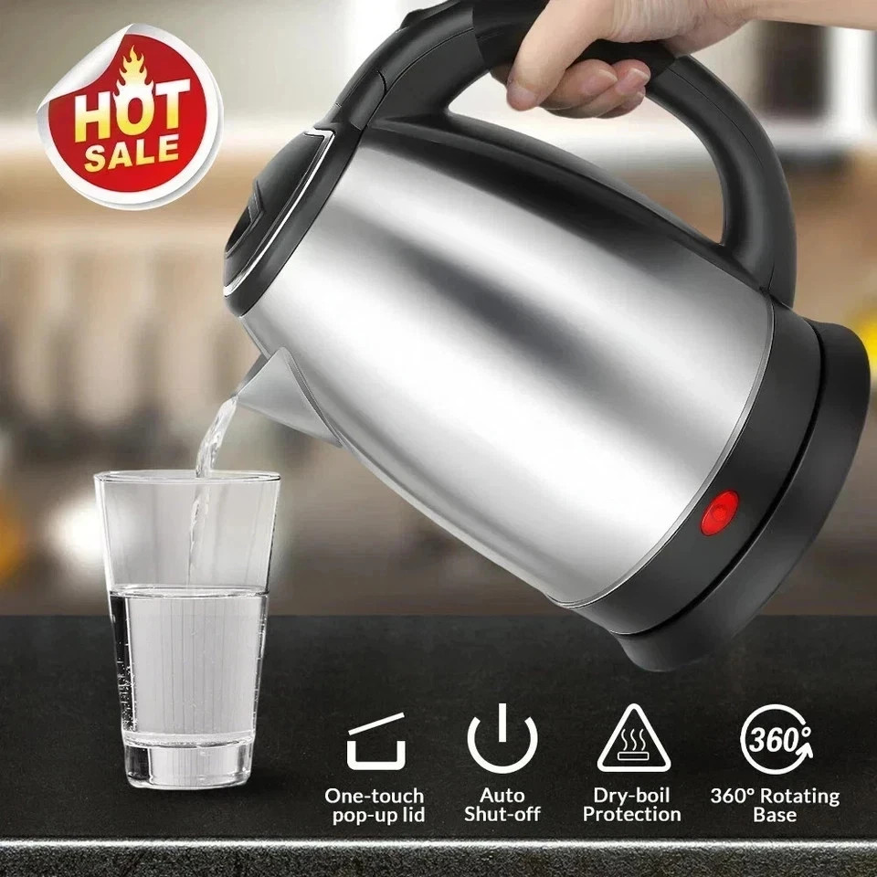 Electric Water Kettle New 2L Hot Water Kettle Stainless Steel Boil Tea Maker EU