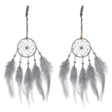 2pcs Dream Catchers with Crystal Beads Wall Decor for Decoration Purple Grey
