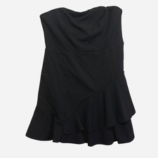Lulus Black Strapless Ruffle Hem Fit Flare Mini Dress Size XL NEW cocktail party