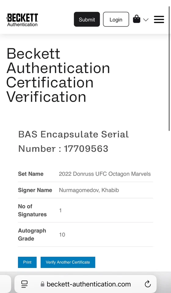 Khabib Nurmagomedov Signed UFC Octagon Marvels Card IP Slabbed Beckett BAS a - Image 3 of 3