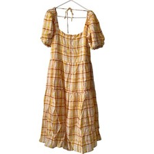 Astr The Label Orange Yellow Plaid Dress Size L