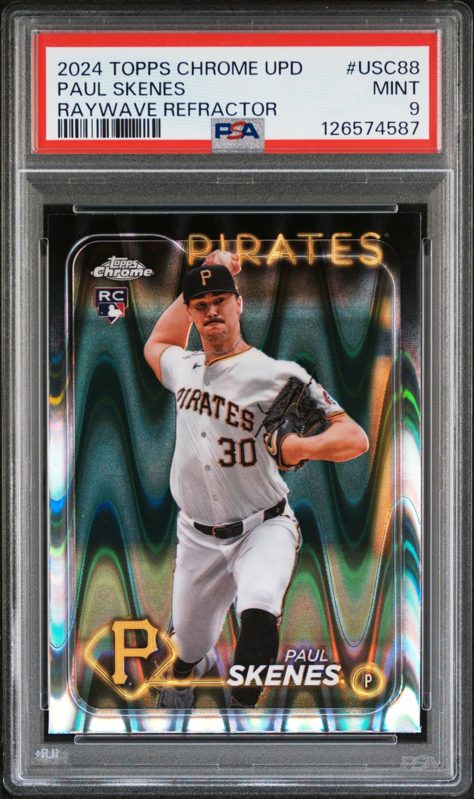 2024 TOPPS CHROME UPDATE RAYWAVE REFRACTOR #USC88 ROOKIE RC PAUL SKENES PSA 9