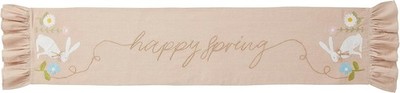 Mud Pie E6 Easter 17x72'' Happy Spring Bunny Ruffle Edge Table Runner 43900141