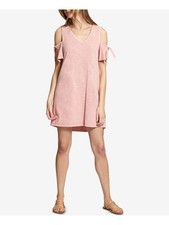 SANCTUARY Womens Pink Cold Shoulder Short Sleeve V Neck Mini Shift Dress S
