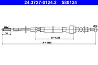 Hinten Ate 24.3727-0124.2 Seilzug, Feststellbremse FüR Vw