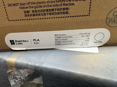Bambu Lab PLA Basic 1.75mm 1kg Jade White 10100 REFILL 3D Printer Filament NEW