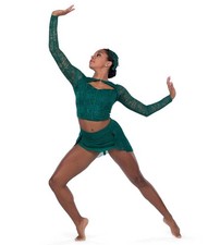 Dance Costume Large Adult Green A Wish Come True 24061 Contemporary Lace 2 pc