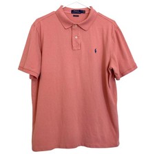 Polo Ralph Lauren Classic Polo Shirt Mens L Short Sleeve Pony Cotton Salmon Pink