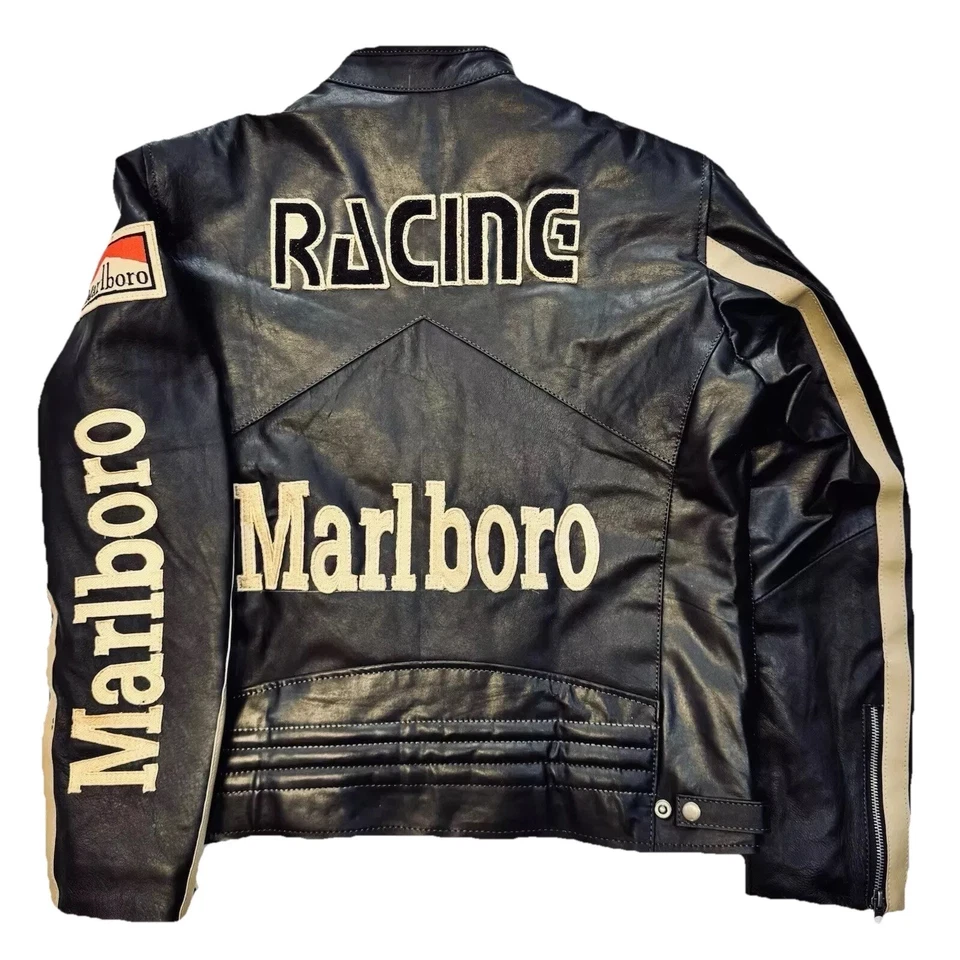 Black MotoGP Black F1 Championship Genuine Leather Motorcycle Riding Jacket - Image 2 of 4