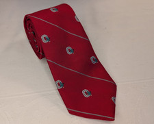 Ohio State Buckeyes Campus Classics Tie -- Scarlet Red  Repeat Logo, 3.25" wide
