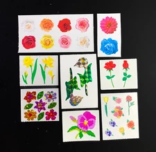 8 FLOWER FLORAL spring Mrs. Grossman's GARDEN VINTAGE sticker MODS lot prism