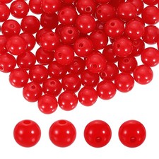 200pcs Red Acrylic Round Beads 10mm Plastic Resin Loose Bead