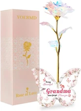 Unique Gifts for Grandma Birthday, Pink Preserved Flowers Galaxy Rose with 4.2×