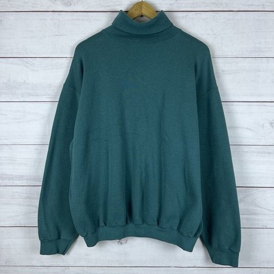 Vintage Brittania Turtleneck Mens XL Green Pullover Sweatshirt 90s Made In USA