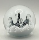 Art Glass Paperweight White Black Controlled Bubble