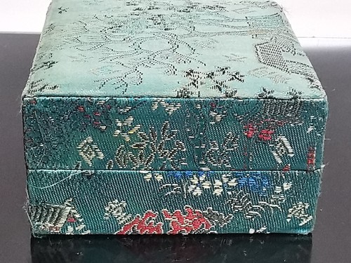 Alte Vintage Box Chinesische Blumen Cloisonné Emaille Kleine Vase und Löffel - Bild 8 von 9
