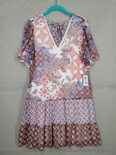 INC International Concepts Floral Print Chiffon Tiered Dress Medium New Boho