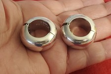 Taxco Mexico 2Pine Tree TS-134 925 Sterling Silver Thick Hoop Earrings Statement