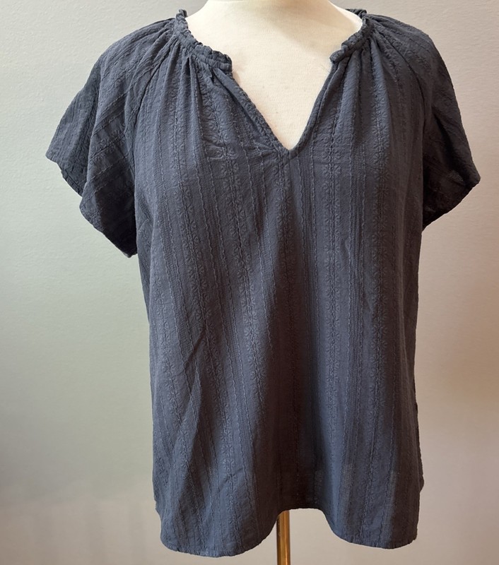 Marine Layer Gray Cotton Flutter Sleeve Casual Top Shirt Blouse SZE Large