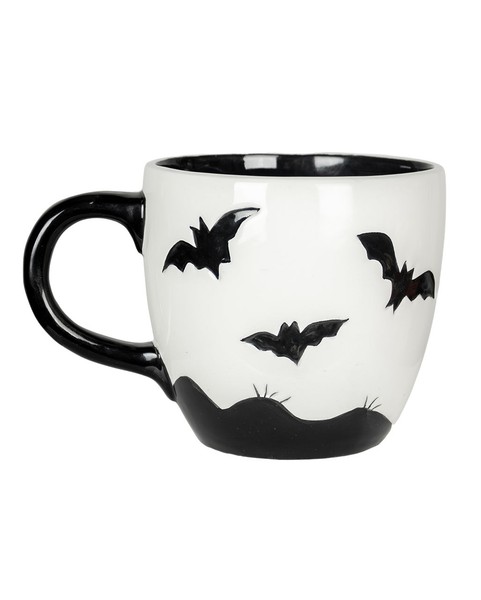 Halloween Fledermaus Tasse 400Ml – Gothic Keramik Becher Schwarz Weiß |-image