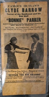 Bonnie And Clyde 1935 Tent Show Sideshow Poster Antique Rare