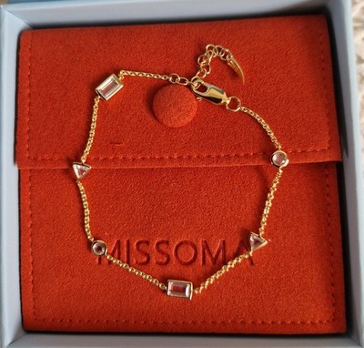 Missoma Bettelarmband mit schwebendem Stein 18 Karat vergoldet brandneu in Box