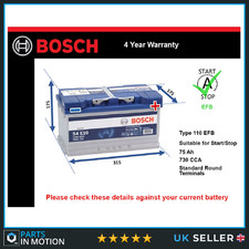 EFB Battery fits FORD FOCUS 2004 on Stop Start Bosch 110 EFB 730A 75Ah Quality