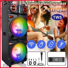 Dual 10  Subwoofer Bluetooth Speaker Rechargable Party Speaker w/ LED FM Karaok