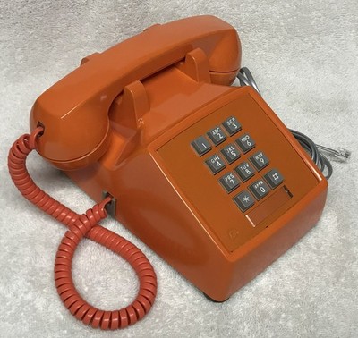 Vintage WESTERN ELECTRIC 2500 ORANGE Push Button Touch Tone Desk Table Telephone