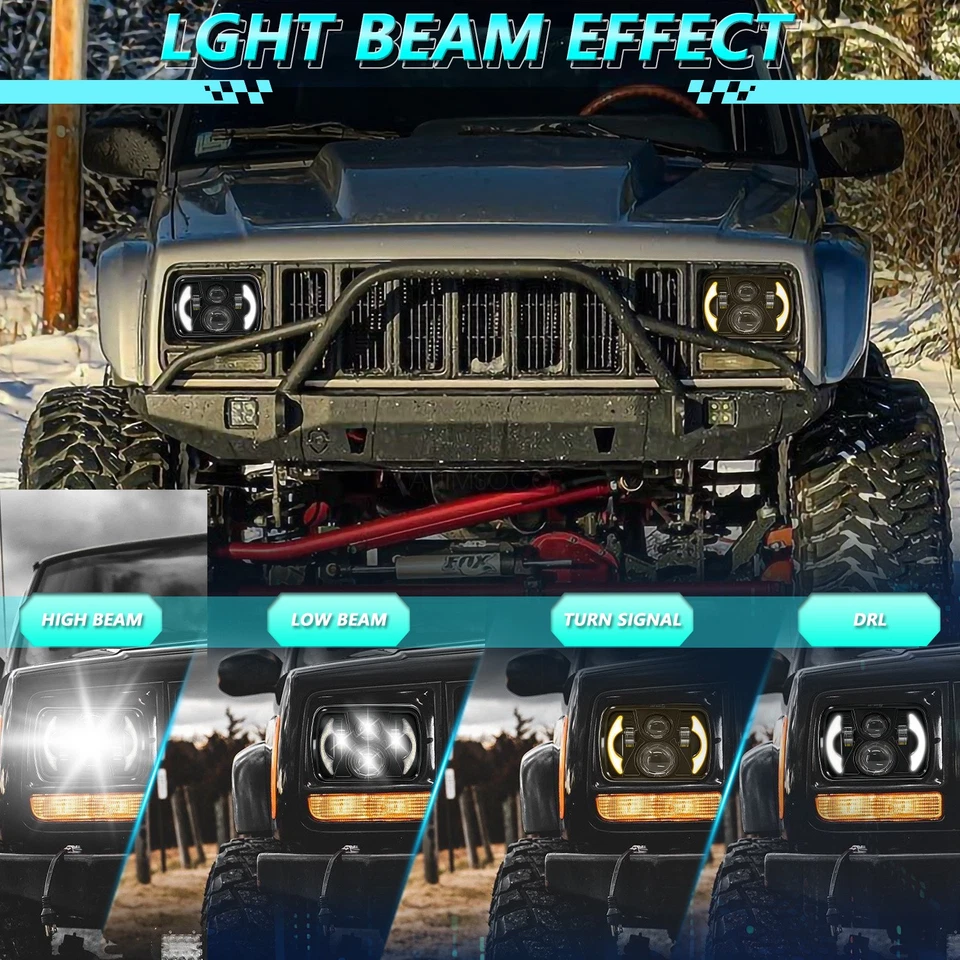 5x7" 7x6" LED Headlight Hi/Lo Sealed DRL 2x For Ford E-150 E-250 E-350 Econoline - Image 4 of 4