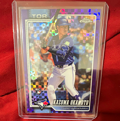 2026 Topps Chrome Kazuma Okamoto Rookie #78 Purple #/75 Blue Jays